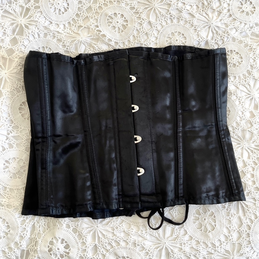 Vintage northbound leather black satin corset